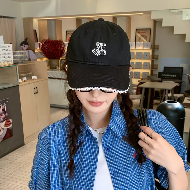 Red Japanese-Style Sweet Baseball Cap for Women — feature 4