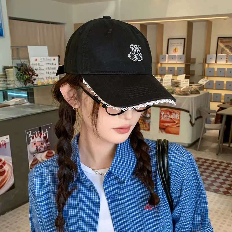 Red Japanese-Style Sweet Baseball Cap for Women — feature 5