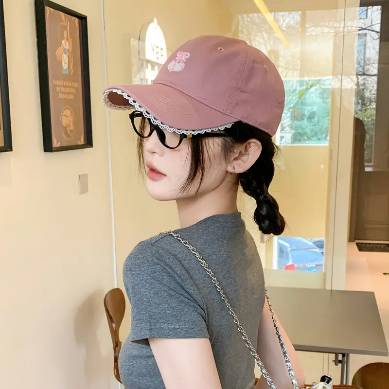 Red Japanese-Style Sweet Baseball Cap for Women — feature 6