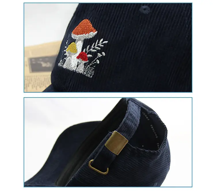 Men Embroidered Sunshade Cap Navy Cotton Large — feature 6