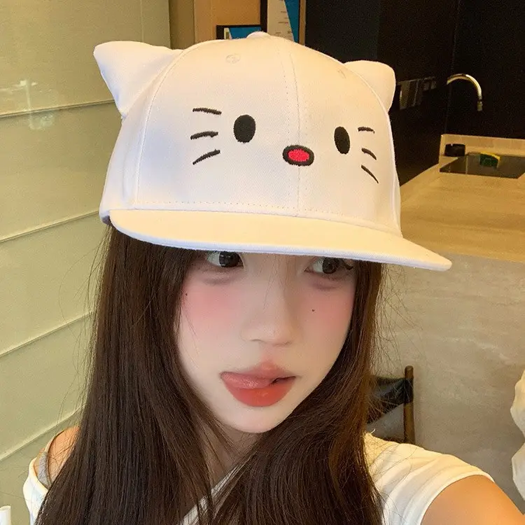 Japanese Cat White Baseball Cap for Women 2025