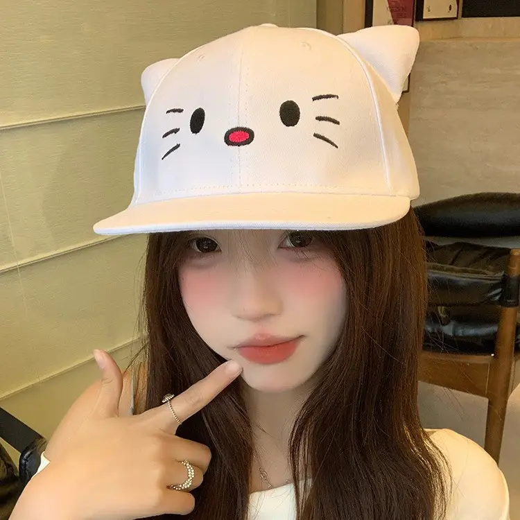Japanese Cat White Baseball Cap for Women 2025