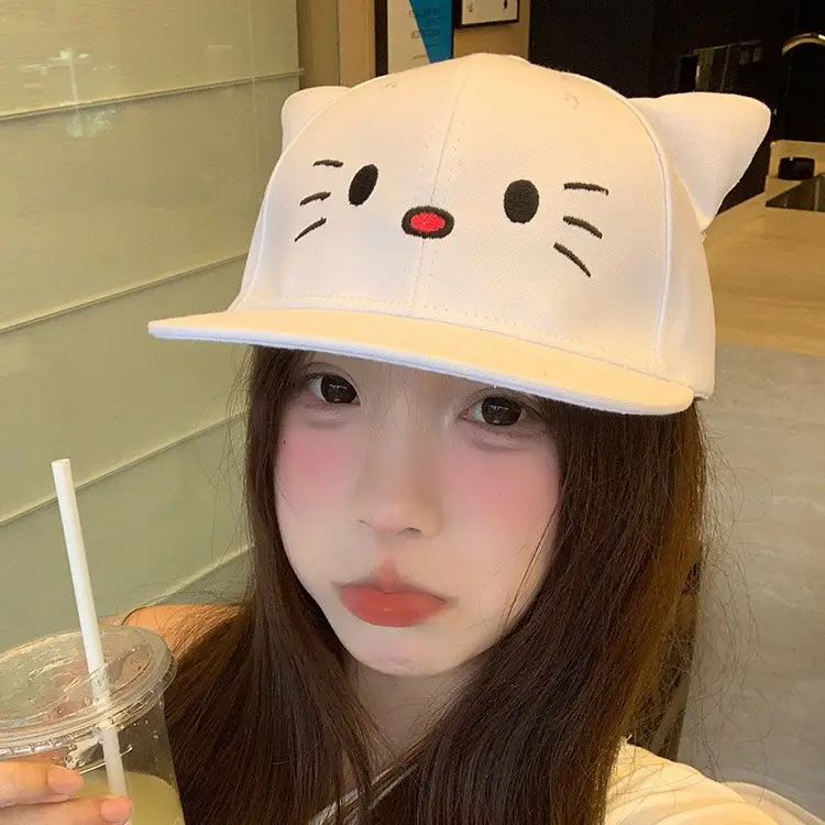 Japanese Cat White Baseball Cap for Women 2025