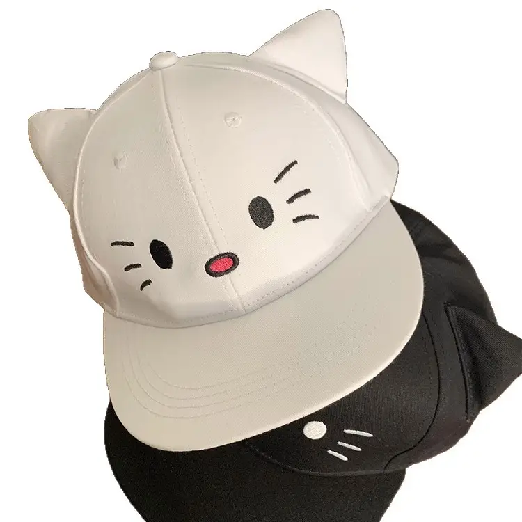 Japanese Cat White Baseball Cap for Women 2025
