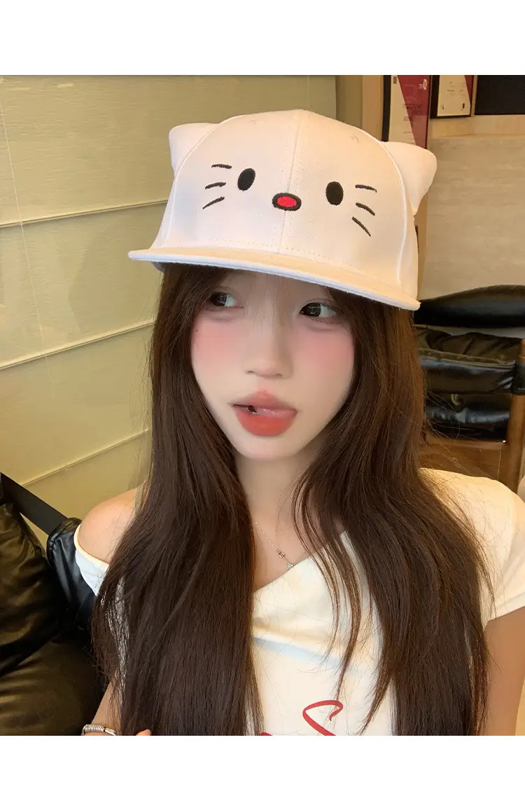 Japanese Cat White Baseball Cap for Women 2025 — feature 9