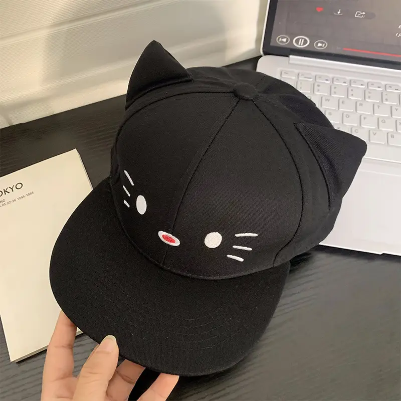 Japanese Cat White Baseball Cap for Women 2025