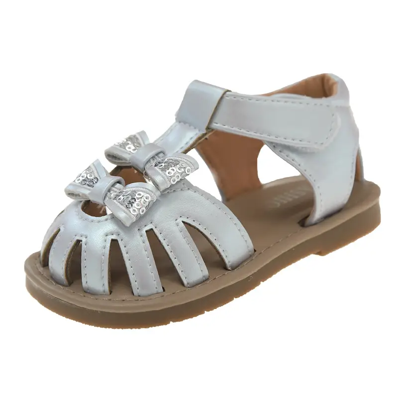 Girls' White Crystal Strap Sandals Summer