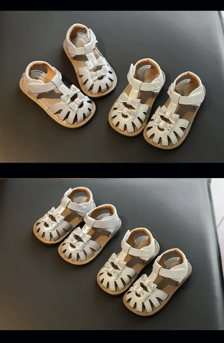 Girls' White Crystal Strap Sandals Summer — feature 11
