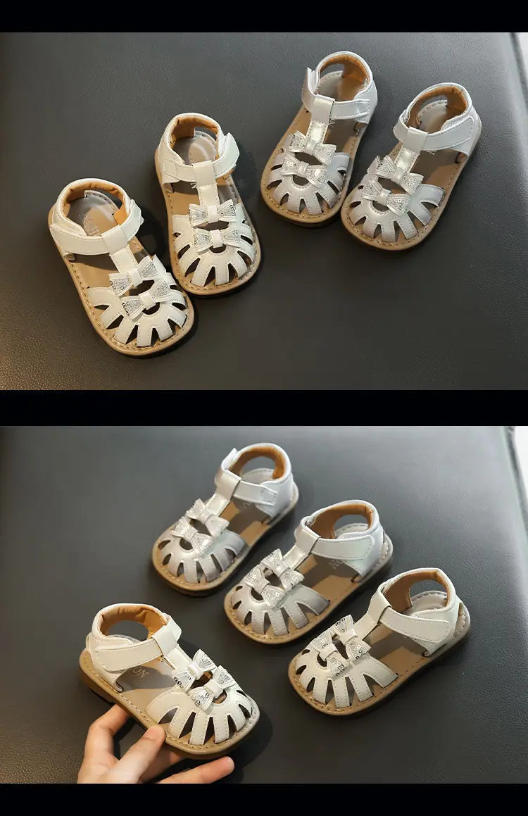 Girls' White Crystal Strap Sandals Summer — feature 12
