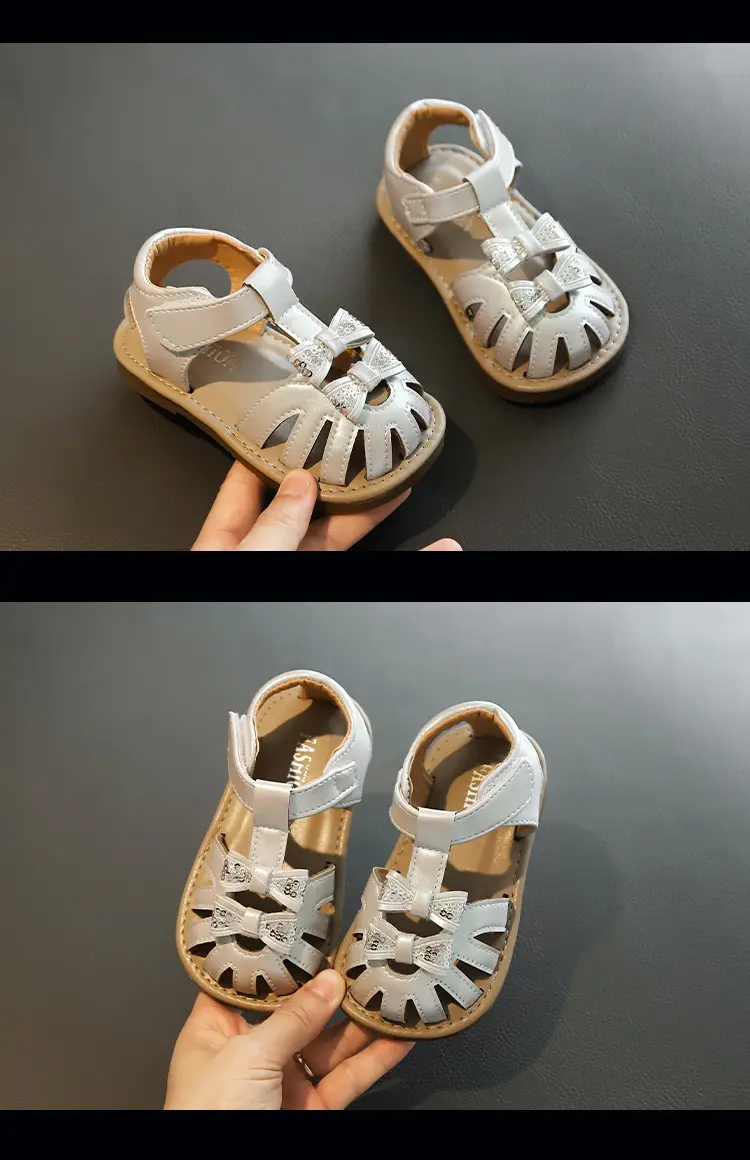 Girls' White Crystal Strap Sandals Summer — feature 13