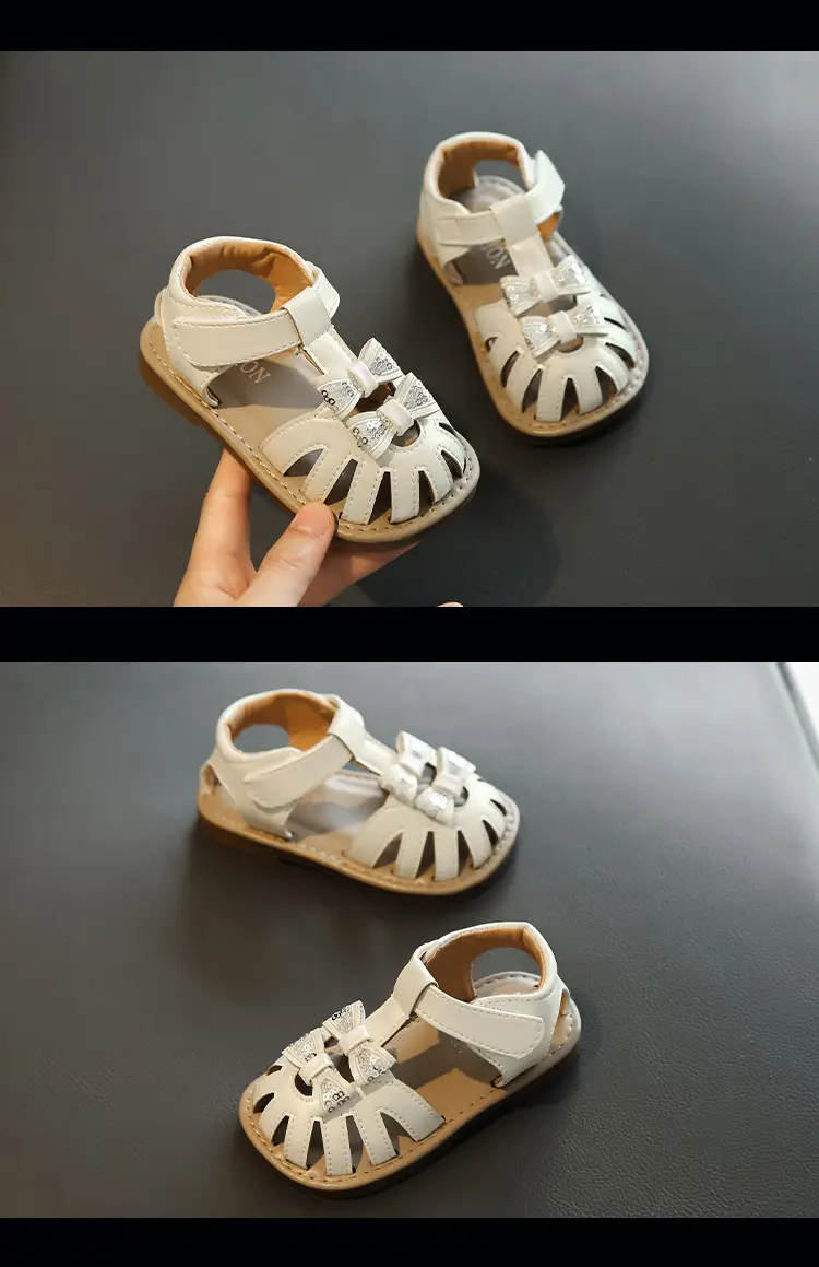 Girls' White Crystal Strap Sandals Summer — feature 15