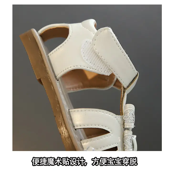 Girls' White Crystal Strap Sandals Summer — feature 6
