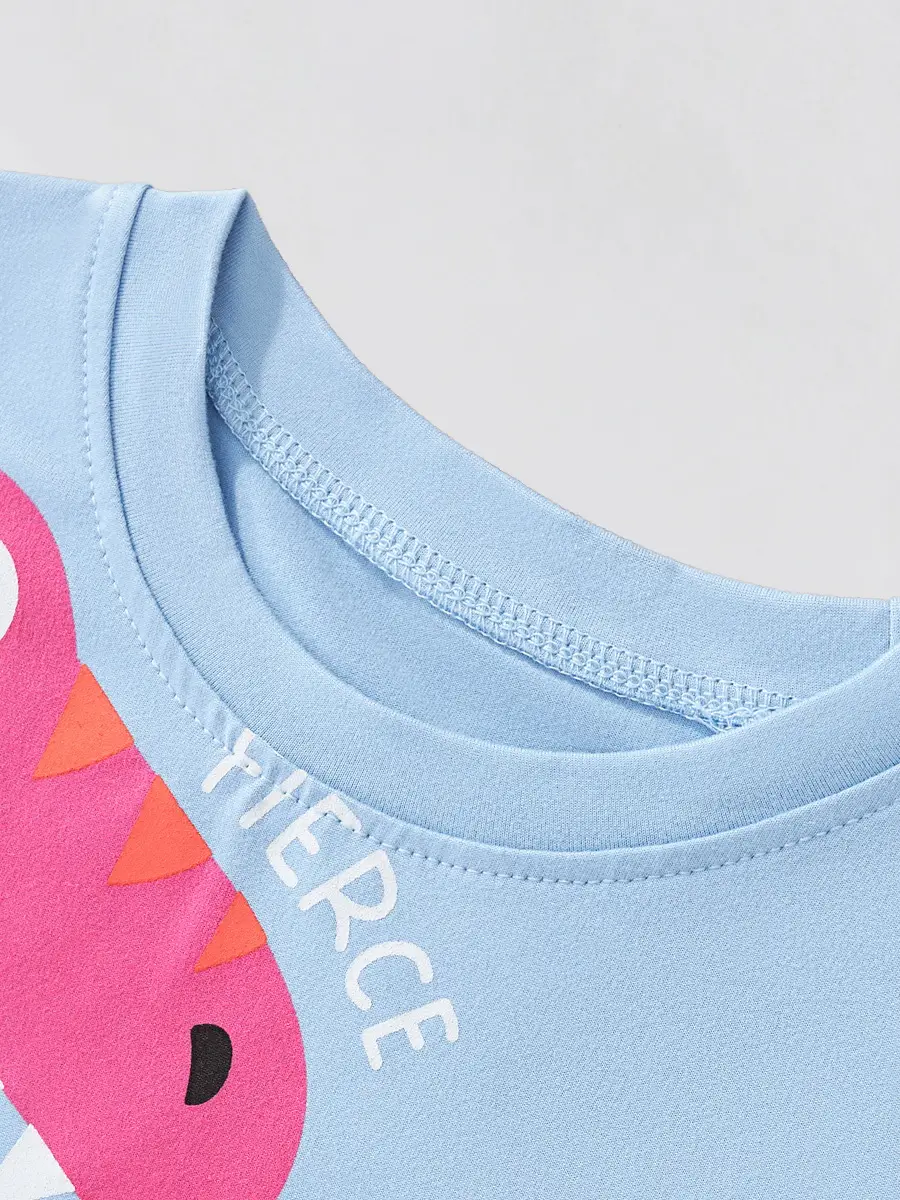 Kids Cartoon Dinosaur T-Shirt Light Blue 2025 - Image 4