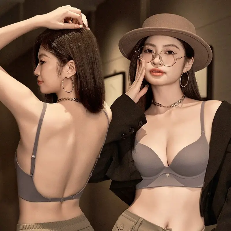 Summer U-Shaped Beautiful Back Bra for Women with Small Breasts, Push-Up and Enlargement, Anti-Sagging Sling, Seamless Bra, Thin Vest