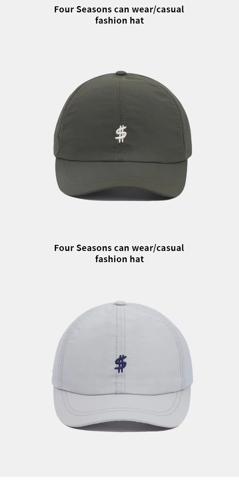 Men's Summer Baseball Cap Adjustable Soft Foam Black Brown Grey Olive White — feature 12