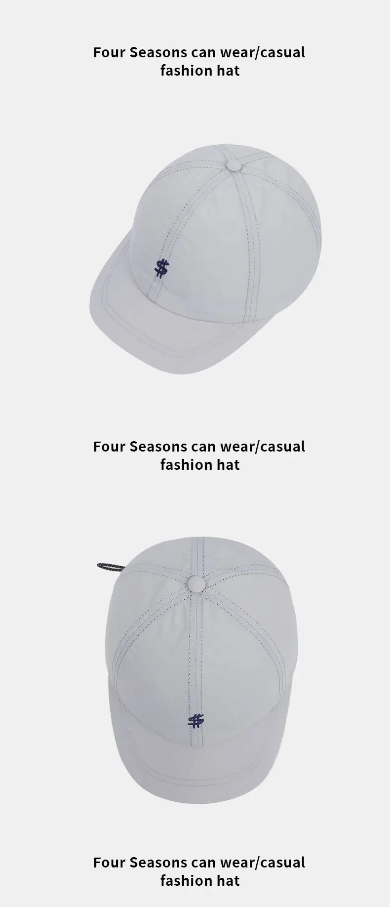Men's Summer Baseball Cap Adjustable Soft Foam Black Brown Grey Olive White — feature 14