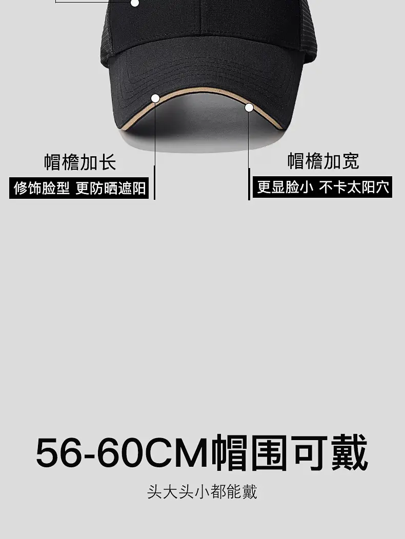 Black Mesh Baseball Cap for Men Women 56-60CM — feature 4