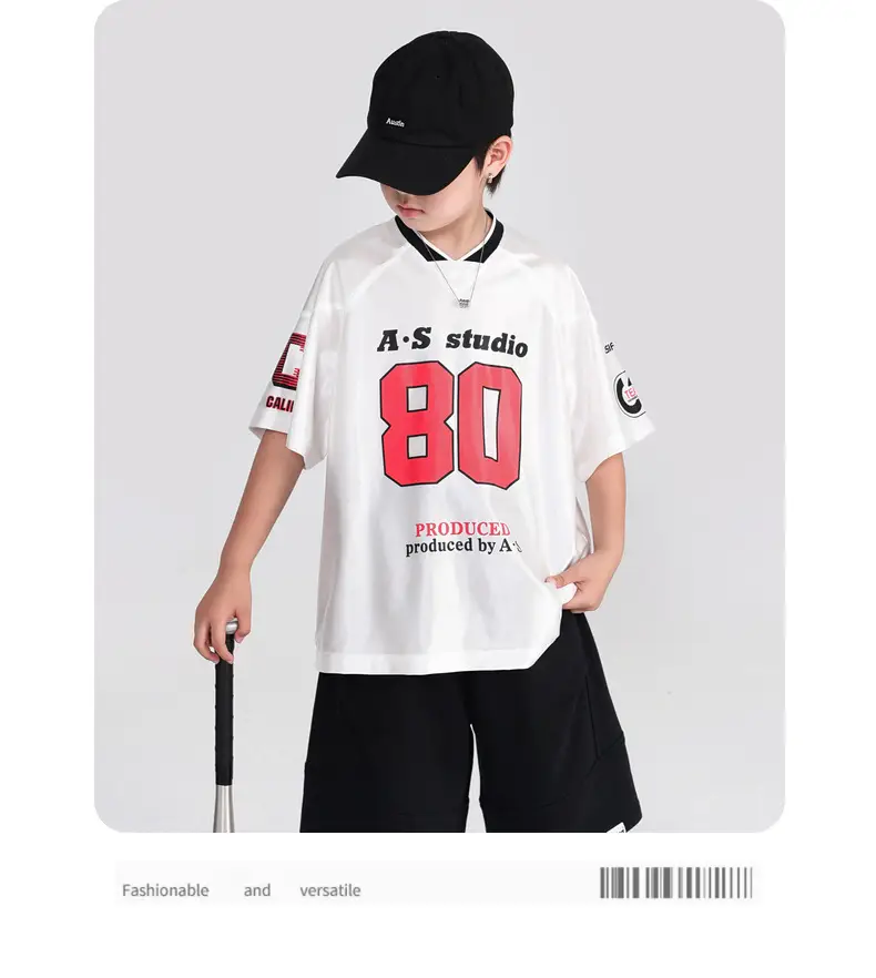 Boys Summer Ice Silk T-Shirt 2026 White 80 Design — feature 13