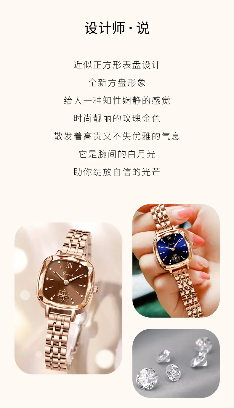 Women's Rose Gold Quartz Watch with Crystal Bracelet — feature 2