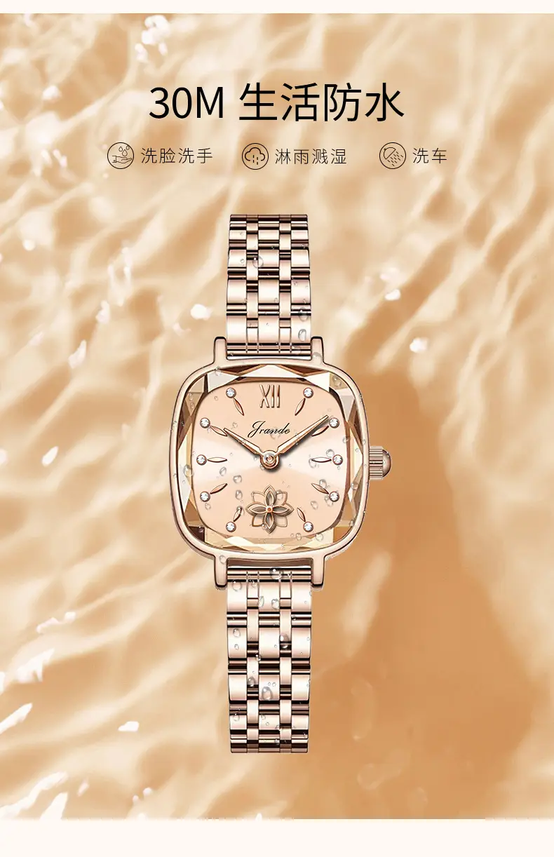 Women's Rose Gold Quartz Watch with Crystal Bracelet — feature 5