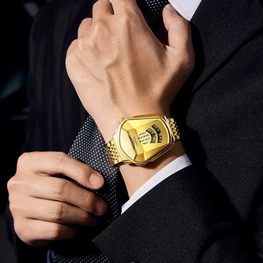 Men's Watch Cross-Border Popular Diamond Concept Business Waterproof Steel Band Fully Automatic Quartz Watch Douyin Dropshipping Wholesale