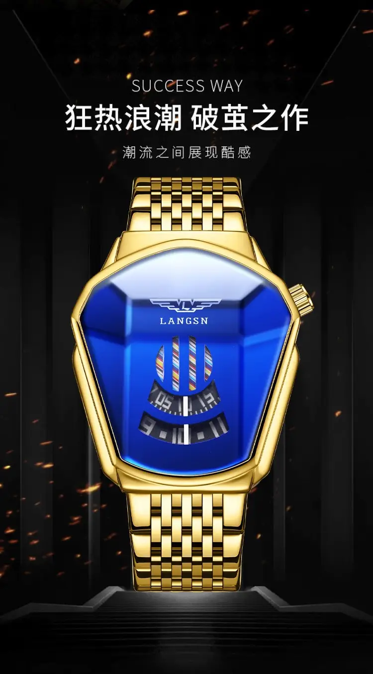 Men's Watch Cross-Border Popular Diamond Concept Business Waterproof Steel Band Fully Automatic Quartz Watch Douyin Dropshipping Wholesale — feature 2