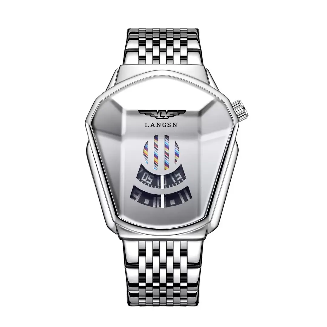 Men's Watch Cross-Border Popular Diamond Concept Business Waterproof Steel Band Fully Automatic Quartz Watch Douyin Dropshipping Wholesale