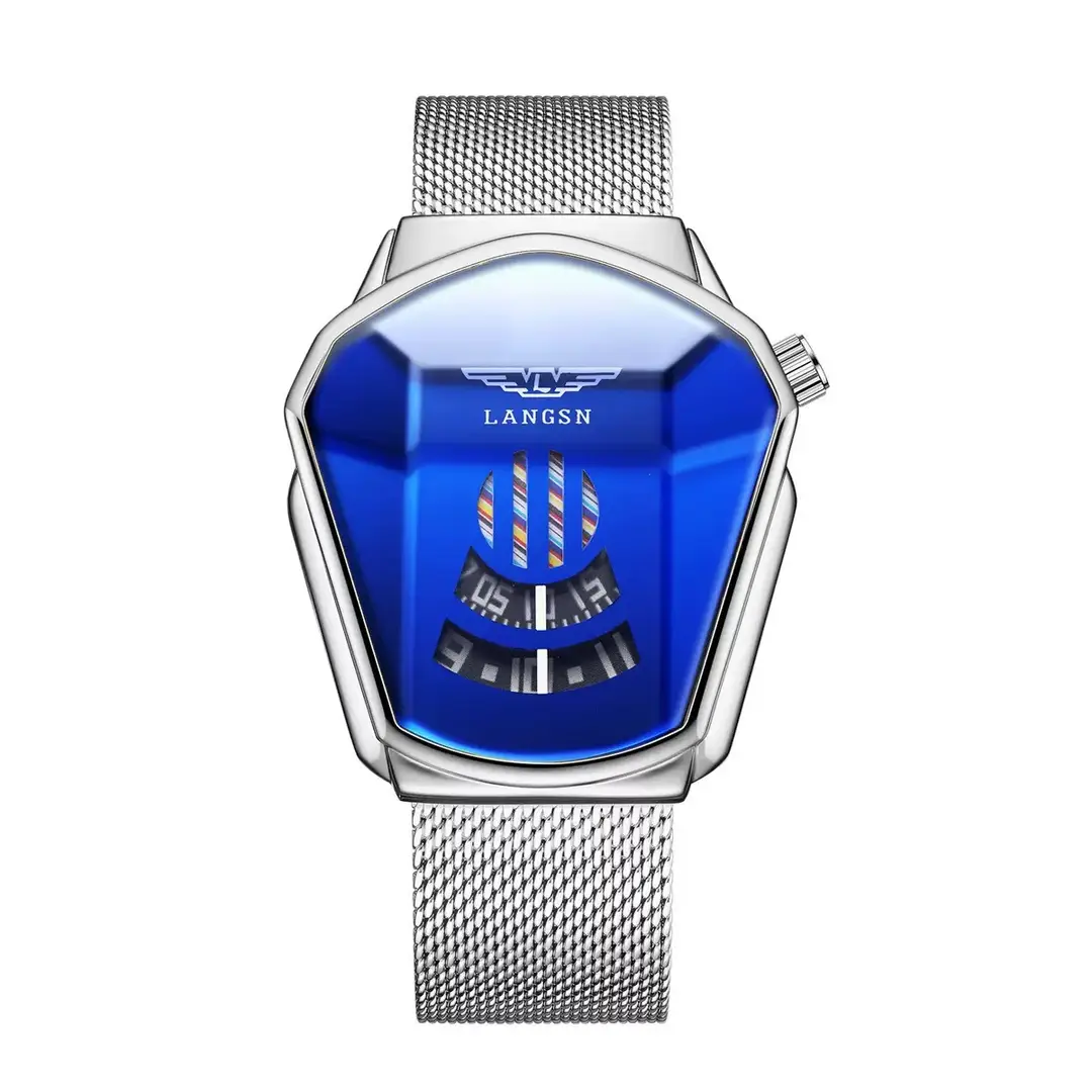 Men's Watch Cross-Border Popular Diamond Concept Business Waterproof Steel Band Fully Automatic Quartz Watch Douyin Dropshipping Wholesale