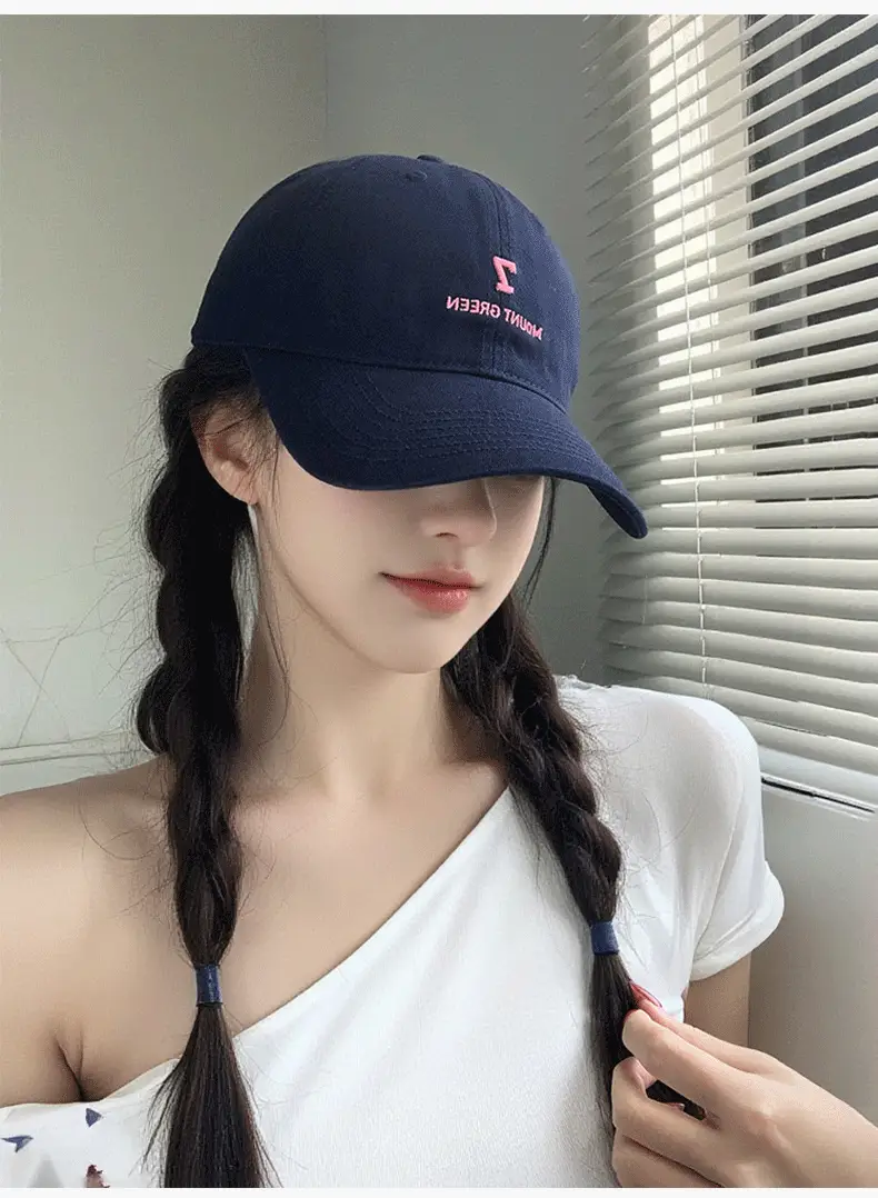 Women Navy Blue Embroidered Cap Mount Green — feature 2