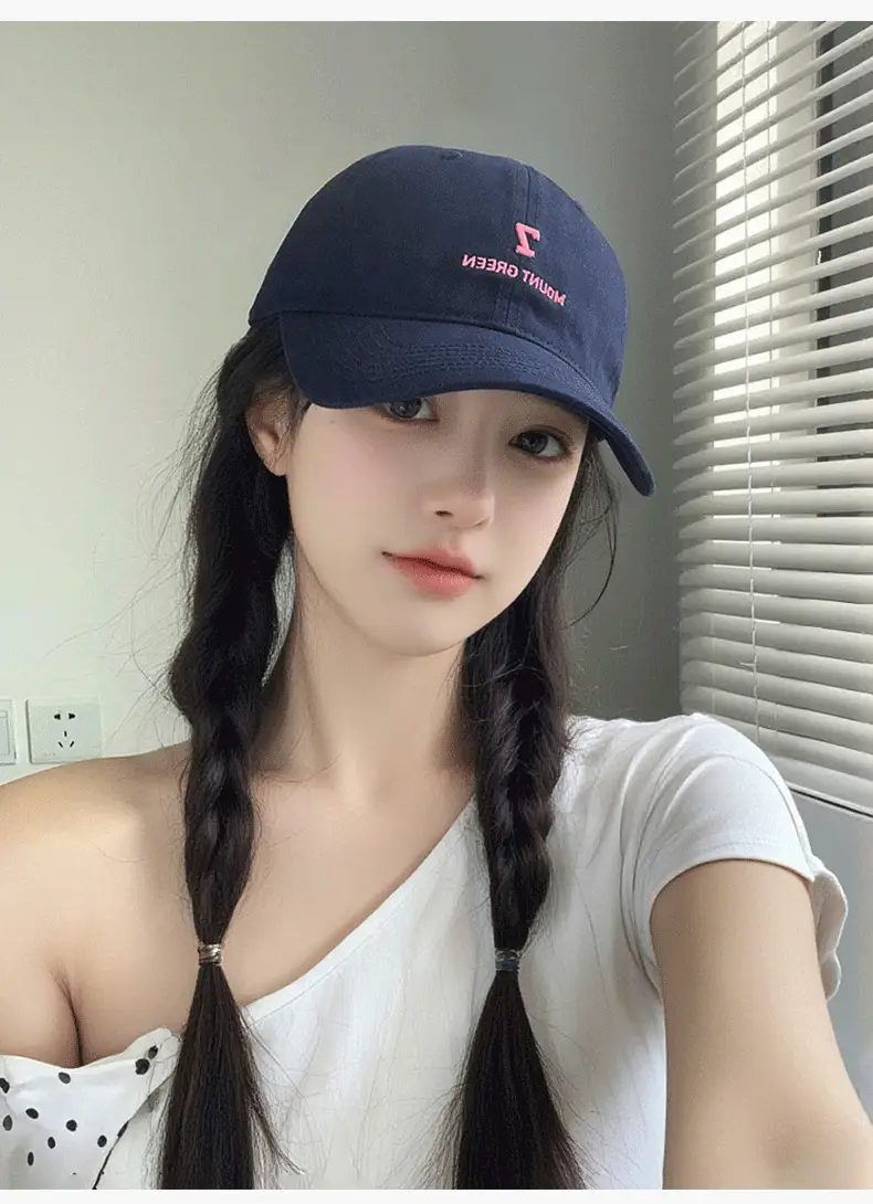 Women Navy Blue Embroidered Cap Mount Green — feature 3