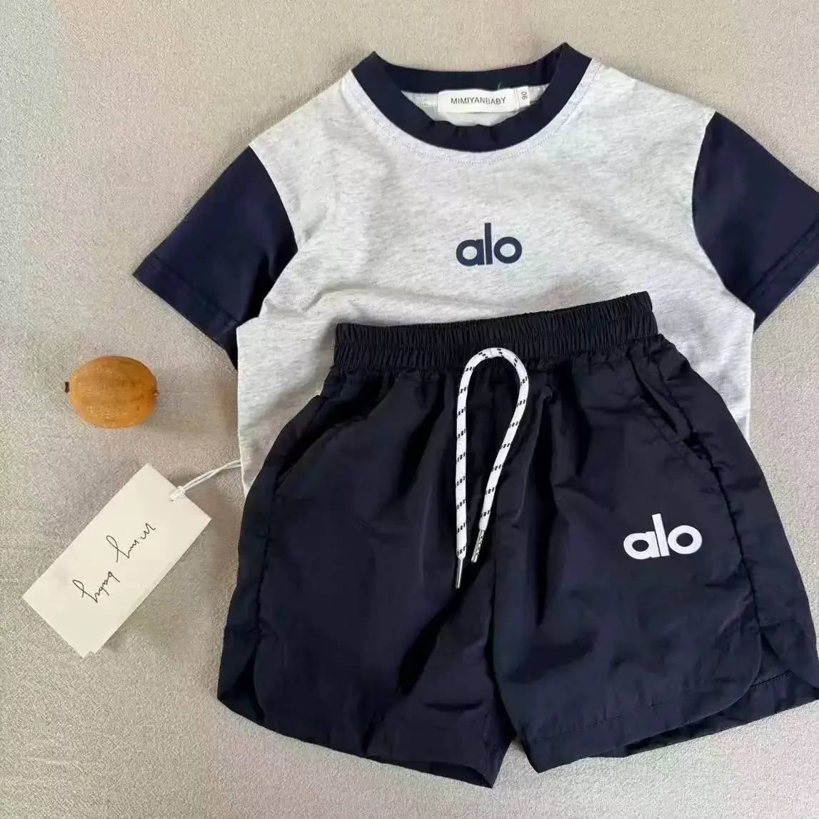 2025 Summer Boys Contrast Shorts T-Shirt Set - Image 2