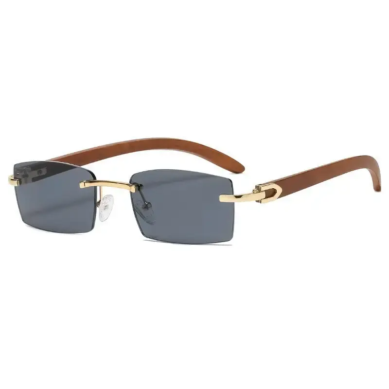 Rimless Gradient Brown Square Cut Sunglasses for Women Men - Image 11