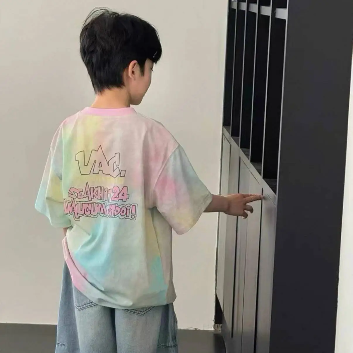 Pure Cotton Tie-Dye Kids T-Shirt Green Medium to XL — feature 6