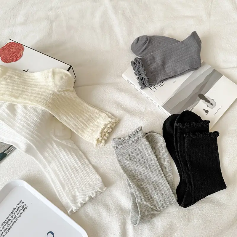 Socks for Women Pure Color Cut Out Mid-Calf Socks Mesh Breathable Pile Socks Summer Thin Stockings Fungus Lace Socks — feature 8