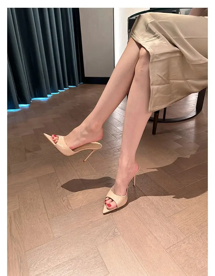 Women's Summer Sandals for Outdoor Wear, High Heels, Thin Heels, Pointed Toe, Patent Leather, High-End Feel, Nude Color, 2026 New Model, Super Popular — feature 9