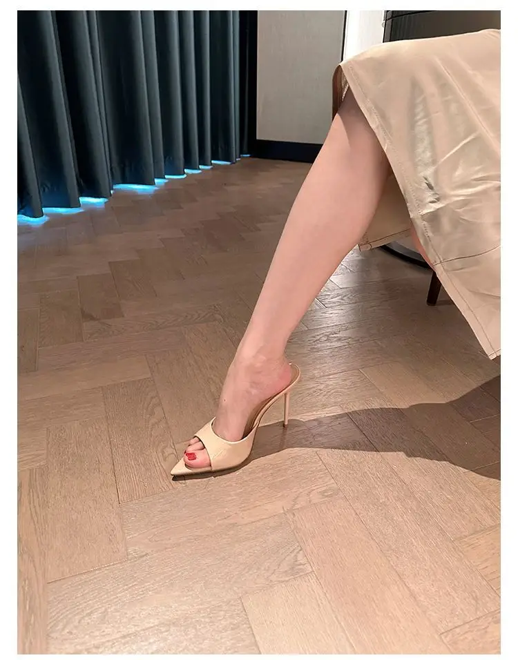 Women's Summer Sandals for Outdoor Wear, High Heels, Thin Heels, Pointed Toe, Patent Leather, High-End Feel, Nude Color, 2026 New Model, Super Popular — feature 13