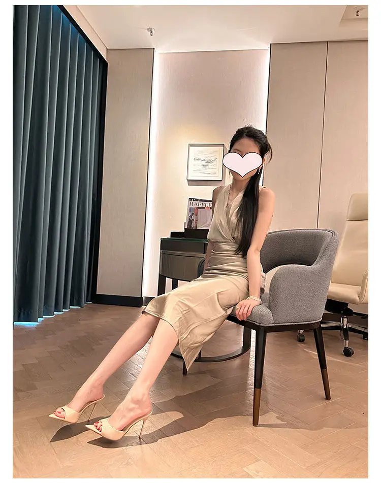 Women's Summer Sandals for Outdoor Wear, High Heels, Thin Heels, Pointed Toe, Patent Leather, High-End Feel, Nude Color, 2026 New Model, Super Popular — feature 4