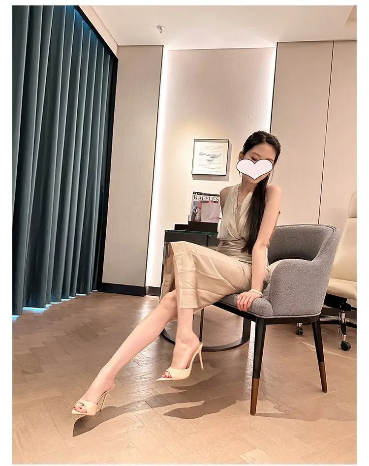 Women's Summer Sandals for Outdoor Wear, High Heels, Thin Heels, Pointed Toe, Patent Leather, High-End Feel, Nude Color, 2026 New Model, Super Popular — feature 5