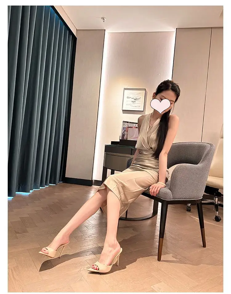 Women's Summer Sandals for Outdoor Wear, High Heels, Thin Heels, Pointed Toe, Patent Leather, High-End Feel, Nude Color, 2026 New Model, Super Popular — feature 6