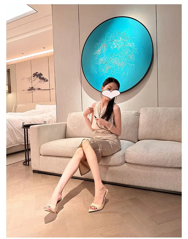 Women's Summer Sandals for Outdoor Wear, High Heels, Thin Heels, Pointed Toe, Patent Leather, High-End Feel, Nude Color, 2026 New Model, Super Popular — feature 7