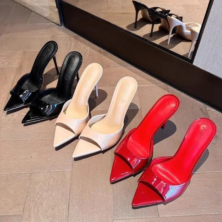 Women's Summer Sandals for Outdoor Wear, High Heels, Thin Heels, Pointed Toe, Patent Leather, High-End Feel, Nude Color, 2026 New Model, Super Popular - Image 3