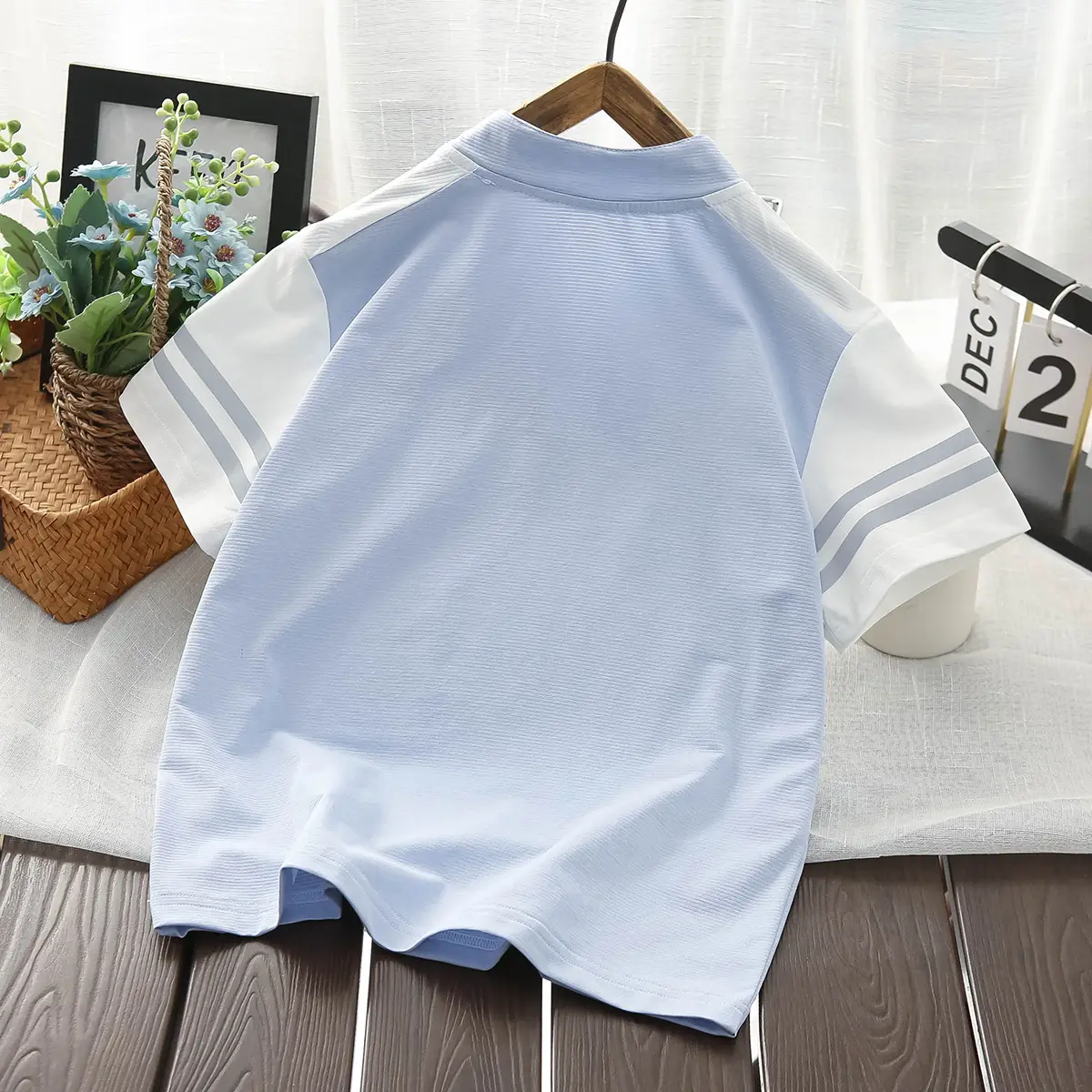 2025 Boys T-Shirt Light Blue Short Sleeve Medium Large — feature 5