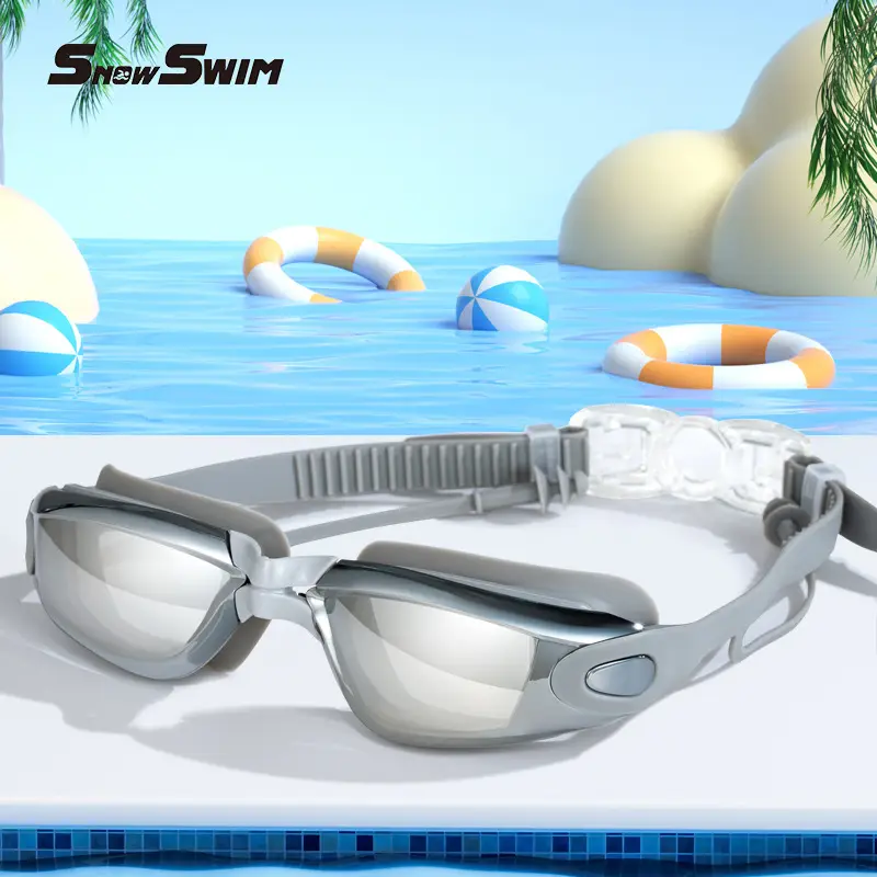 High-Definition Swimming Goggles with Electroplated Integrated Earplugs, Popular Waterproof and Anti-Fog Non-Prescription and Prescription Swimming Glasses, Direct Sales