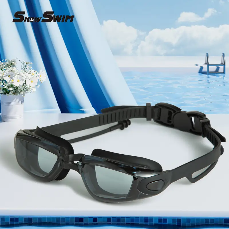 High-Definition Swimming Goggles with Electroplated Integrated Earplugs, Popular Waterproof and Anti-Fog Non-Prescription and Prescription Swimming Glasses, Direct Sales