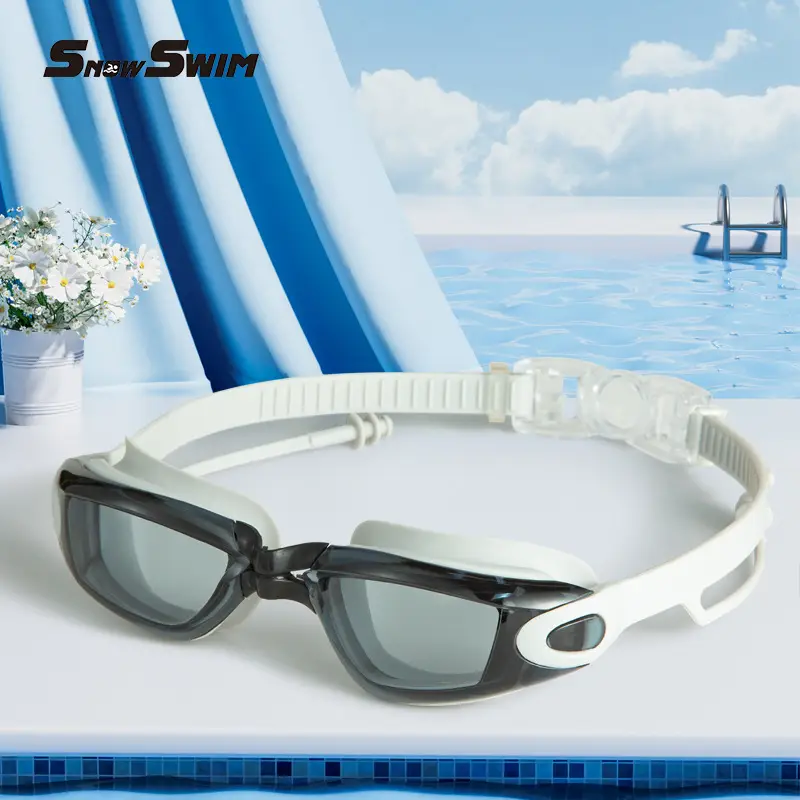 High-Definition Swimming Goggles with Electroplated Integrated Earplugs, Popular Waterproof and Anti-Fog Non-Prescription and Prescription Swimming Glasses, Direct Sales