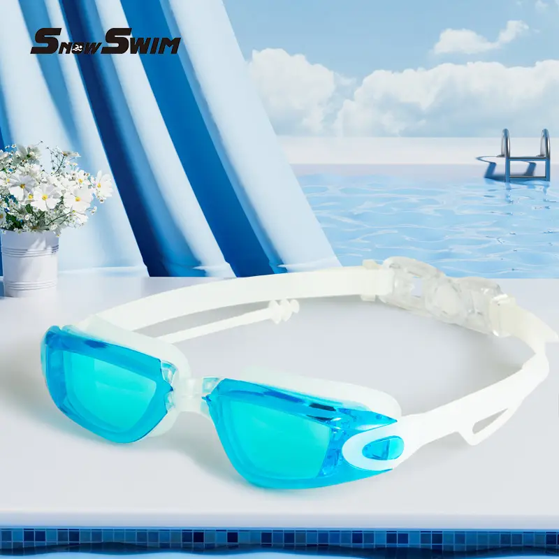 High-Definition Swimming Goggles with Electroplated Integrated Earplugs, Popular Waterproof and Anti-Fog Non-Prescription and Prescription Swimming Glasses, Direct Sales