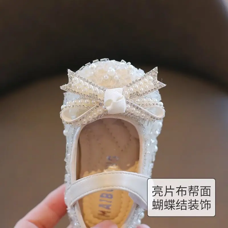 Baby Girl Pearl Bow Shoes 1-3Yr Soft Sole