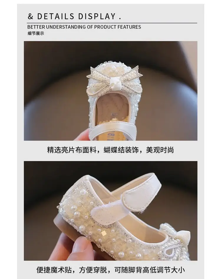 Baby Girl Pearl Bow Shoes 1-3Yr Soft Sole — feature 4