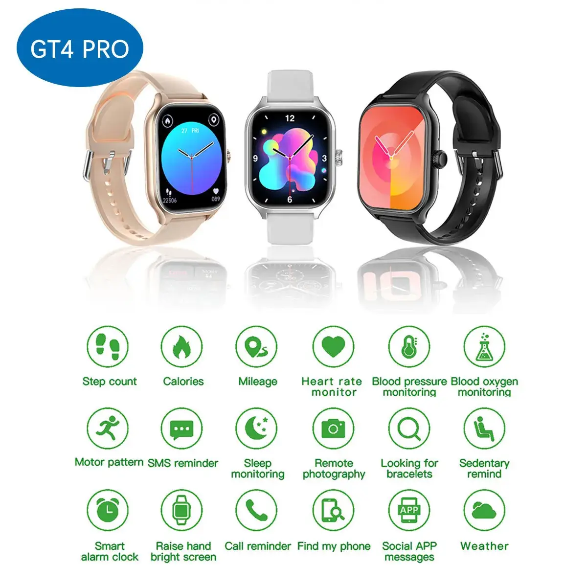 Gt4 Pro Smart Watch with Large Screen & Health Features