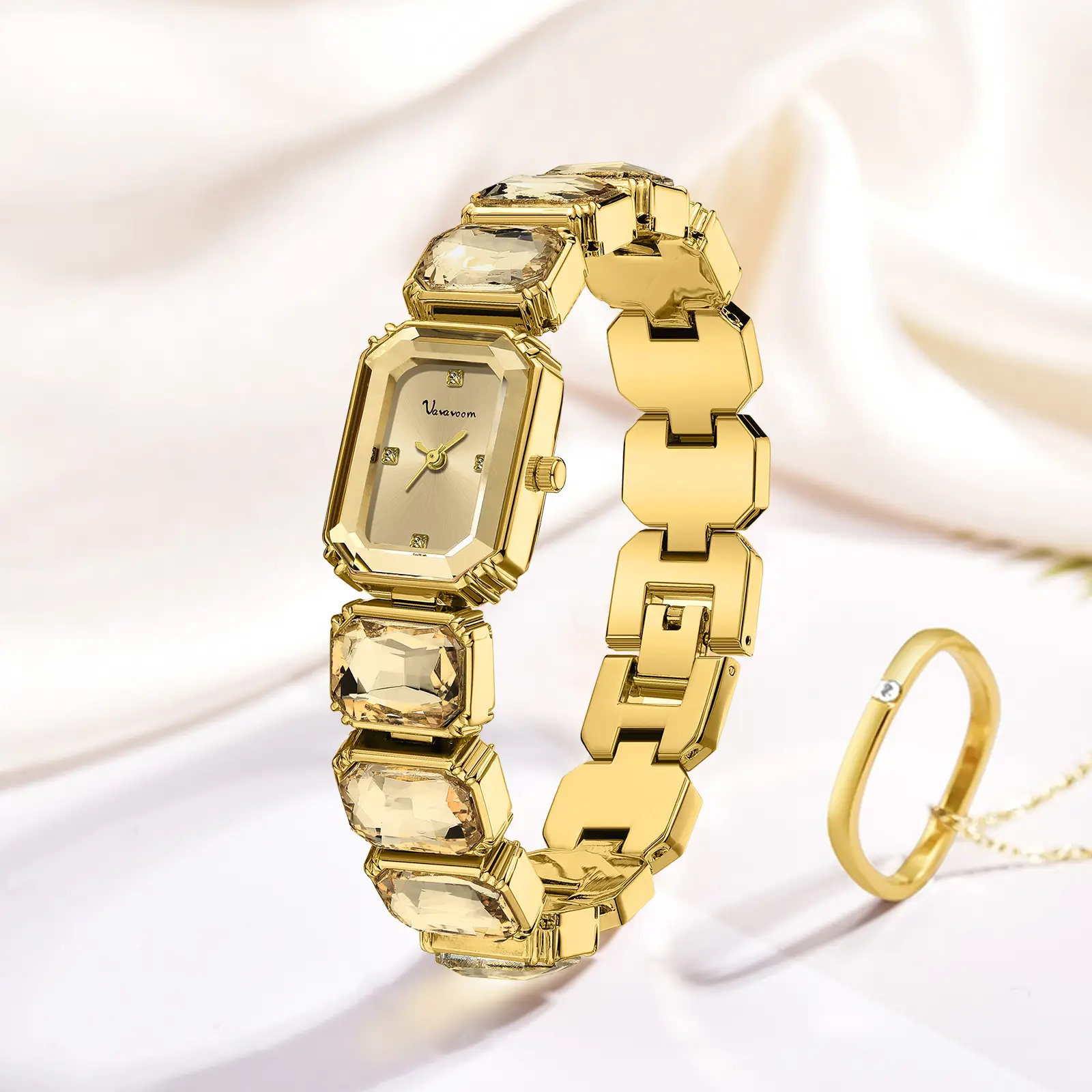 Elegant Green Square Dial Women's Quartz Watch - Image 5